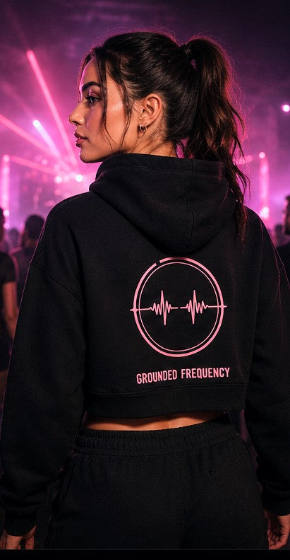 Grounded Frequency Signature Crop Hoodie