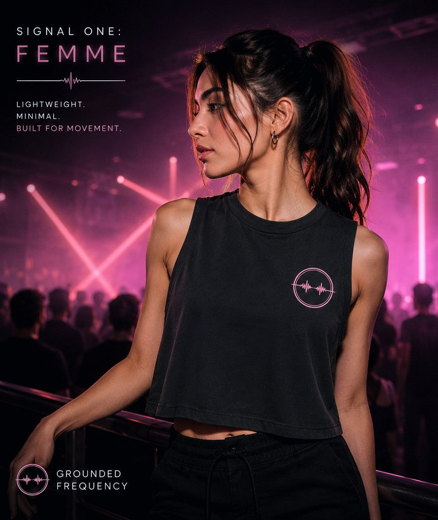 Grounded Frequency Signature Crop Tank