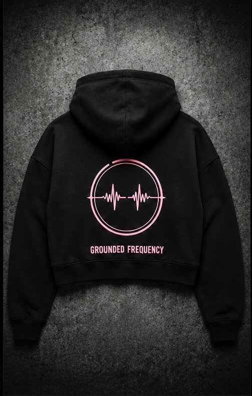 Grounded Frequency Signature Crop Hoodie